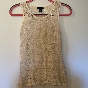 Crochet sleeveless blouse with underlay camisole.
